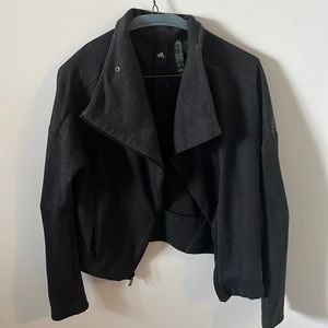 Adidas asymmetric zip up lightweight charcoal jacket with zipper pockets